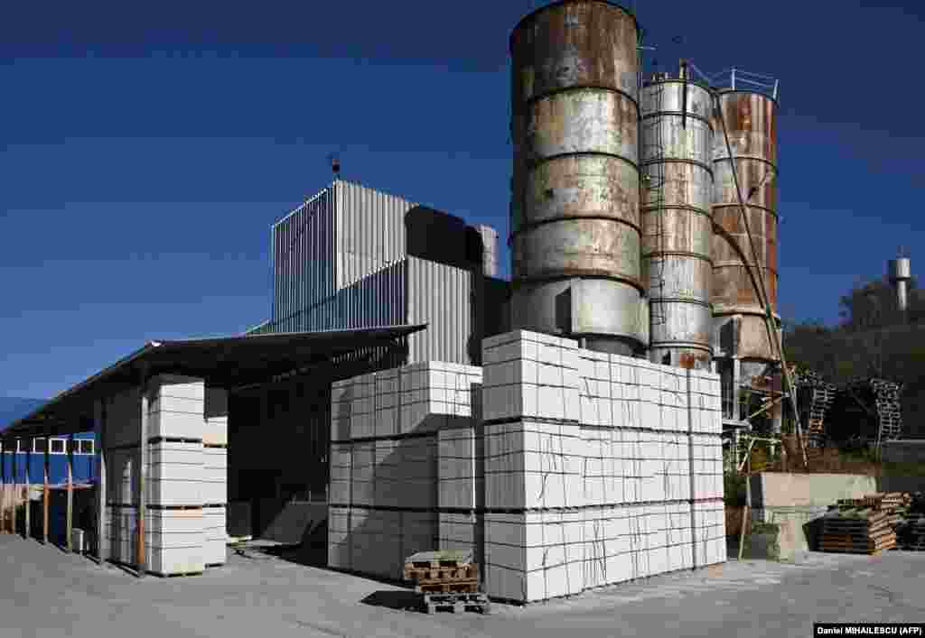Concrete blocks are pictured in the courtyard of Ignat's factory in Chetrosu. Ignat said the "next six months will be decisive" for his country. "We have one foot in Russia and one in the EU. But if we're going to be brave and dignified we'll have both feet in Europe and we'll get rid of the blackmail of the past 30 years." 