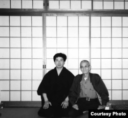 Hayato Matsumoto with his grandfather, Saburo Matsumoto, in Japan