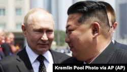 Путин и Ким Чен Ын на личной встрече в 2024 году