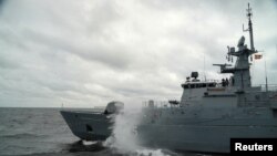 Nava de patrulare estoniană în Marea Baltică, la 13 februarie 2025.