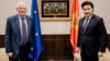 EU foreign policy chief Josep Borrell (left) and Montenegrin Prime Minister Dritan Abazovic in Podgorica in July.