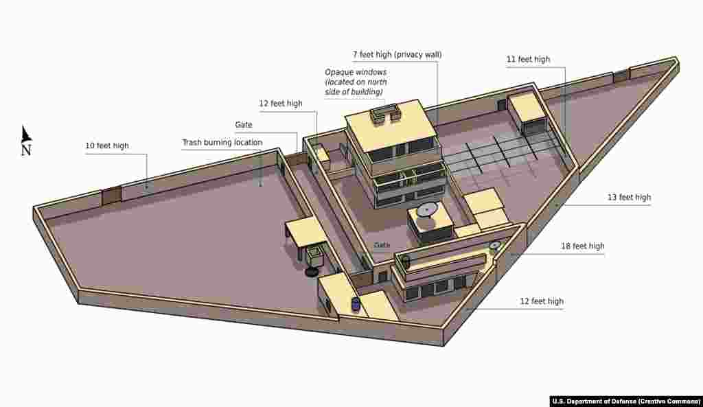 An illustration of the Abbottabad compound, which featured a “privacy wall” on the upper balcony Accounts differ as to how bin Laden was eventually tracked to the noticeable property, but spying on the building was reportedly relatively easy due to its height.