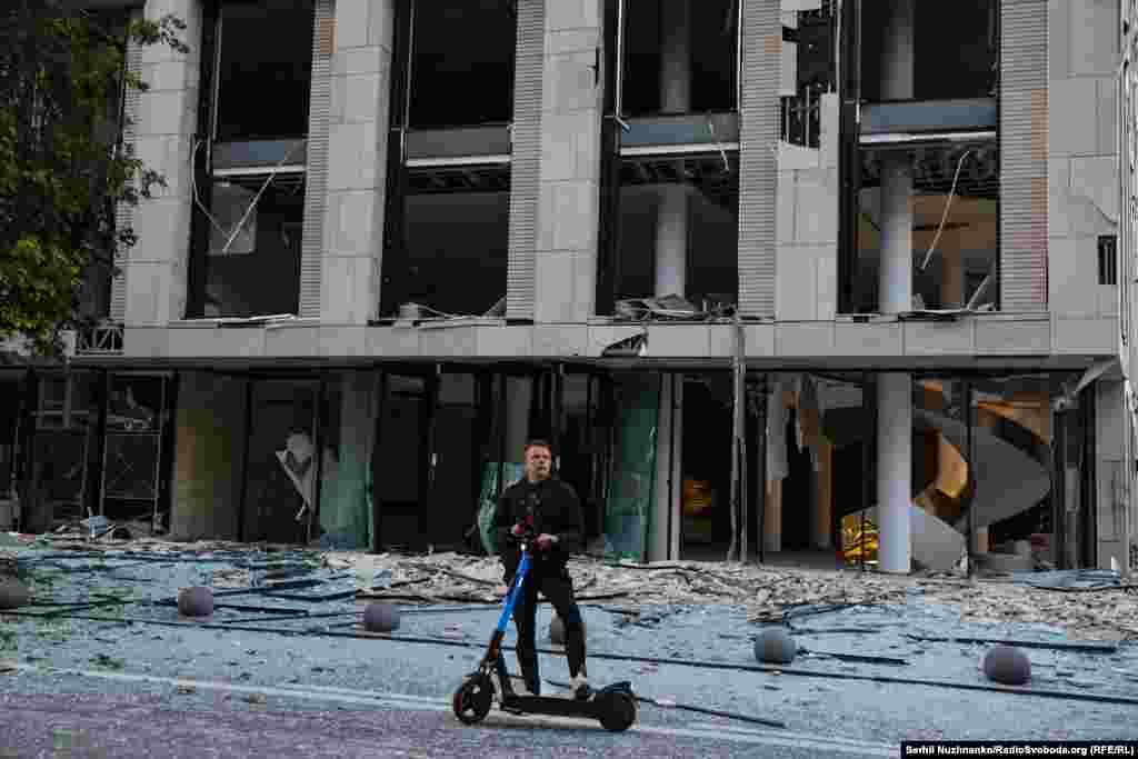 Office buildings in the Ukrainian capital were also damaged.