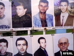 Albion Kumnova and other disappeared Kosovars on the wall of the missing in Pristina (file photo)