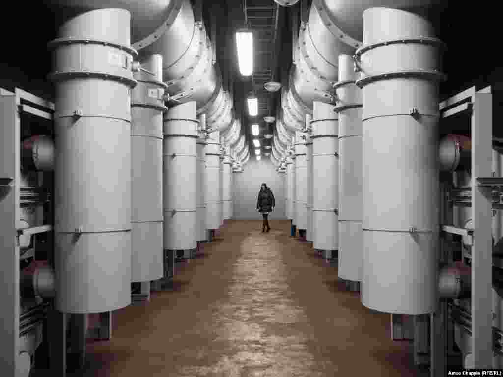 Air filters inside Prague's OSM which would be activated in the event the outside atmosphere is contaminated with radioactive dust or if Prague was hit with a biological or chemical weapon. Some information about the OSM remains secret. The Prague City Transport Company requested RFE/RL not specify the subway station where these images were taken. 