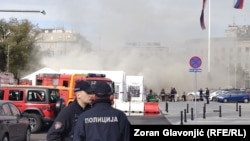Пожар во еден од шаторите пред Собранието на Србија, 22 октомври 2025 година