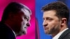 Ukrainian President Petro Poroshenko (left) and his challenger Volodomyr Zelenskiy. 
