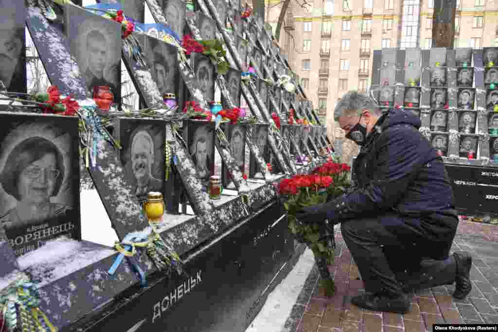 Among those attending commemorations was former Ukrainian President Petro Poroshenko, who came to power in the 2014 elections following Yanukovych's ouster.