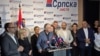 Kreu i Listës Serbe, Zllatan Ellek, dhe eksponentë të tjerë të kësaj partie gjatë konferencës për media në Mitrovicë të Veriut pas mbajtjes së rundit të parë të zgjedhjeve lokale në Kosovë. 
