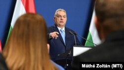 Orbán Viktor miniszterelnök évzáró nemzetközi sajtótájékoztatót tart a Karmelita kolostorban 2024. december 21-én