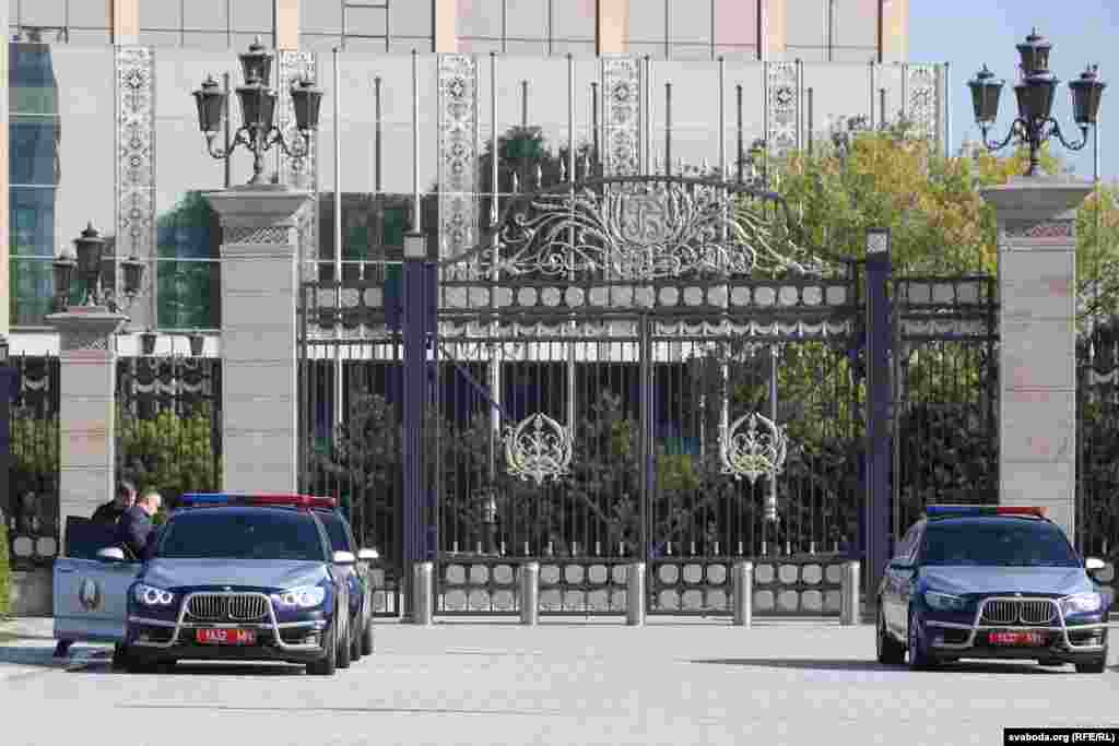 Security vehicles near Independence Palace