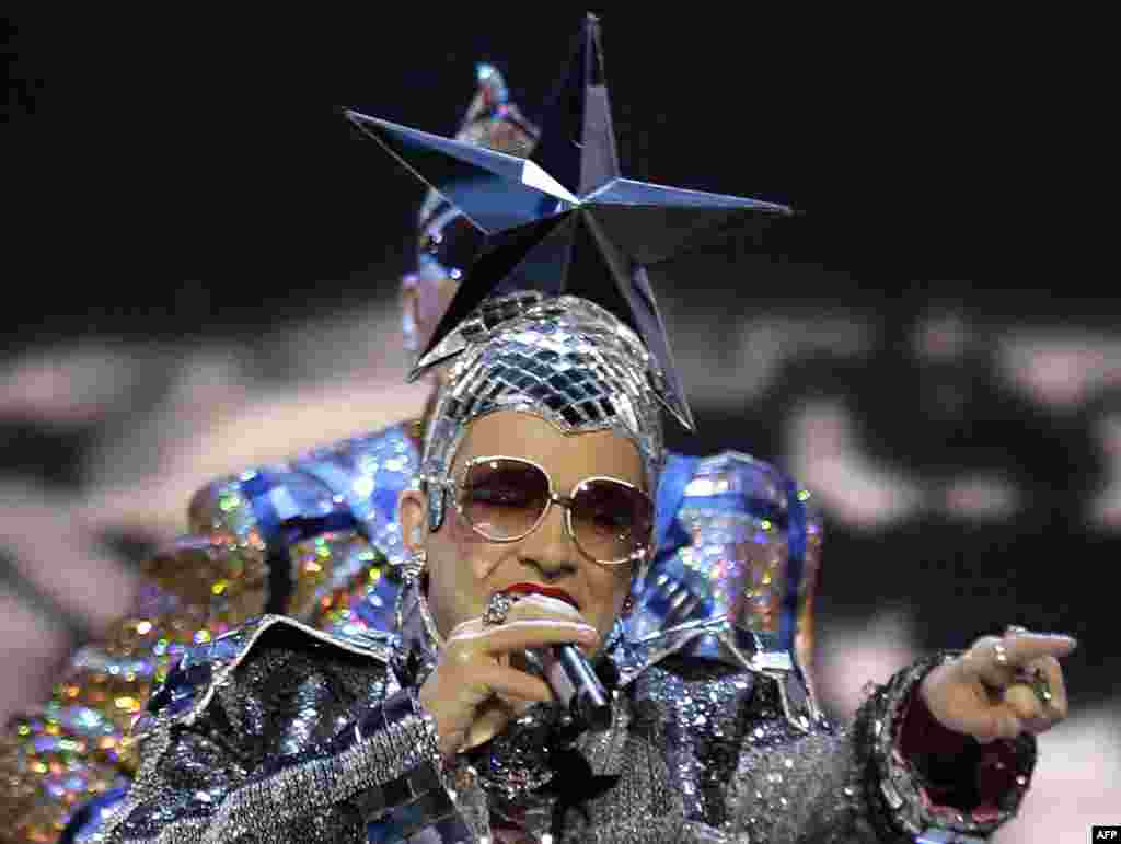 The Ukrainian drag performer Verka Serduchka angered Russians with his 2007 Eurovision song in Helsinki, "Dancing Lasha Tumbai." Serduchka defended the last two words of the title as a Mongolian term for whipped cream -- but many people thought they heard the phrase "Russia Goodbye" come through loud and clear.