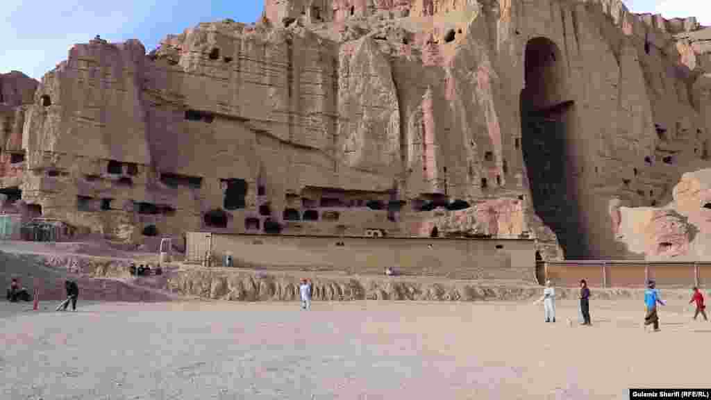 Boys play cricket at the site in February 2021. 