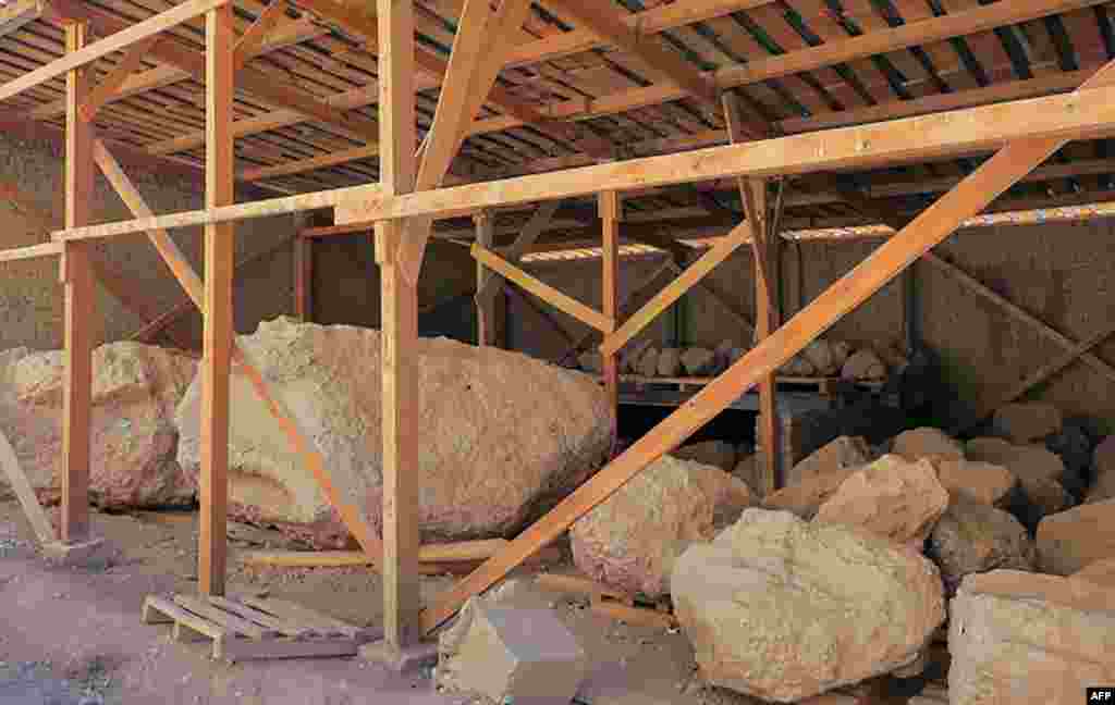 Shattered pieces of the Buddha statues at a UNESCO storage site in Bamiyan Province in November 2016. There has been talk over the years of restoring the statues.
