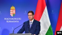 Gulyás Gergely, a Miniszterelnökséget vezető miniszter a Kormányinfón 2024. november 14-én