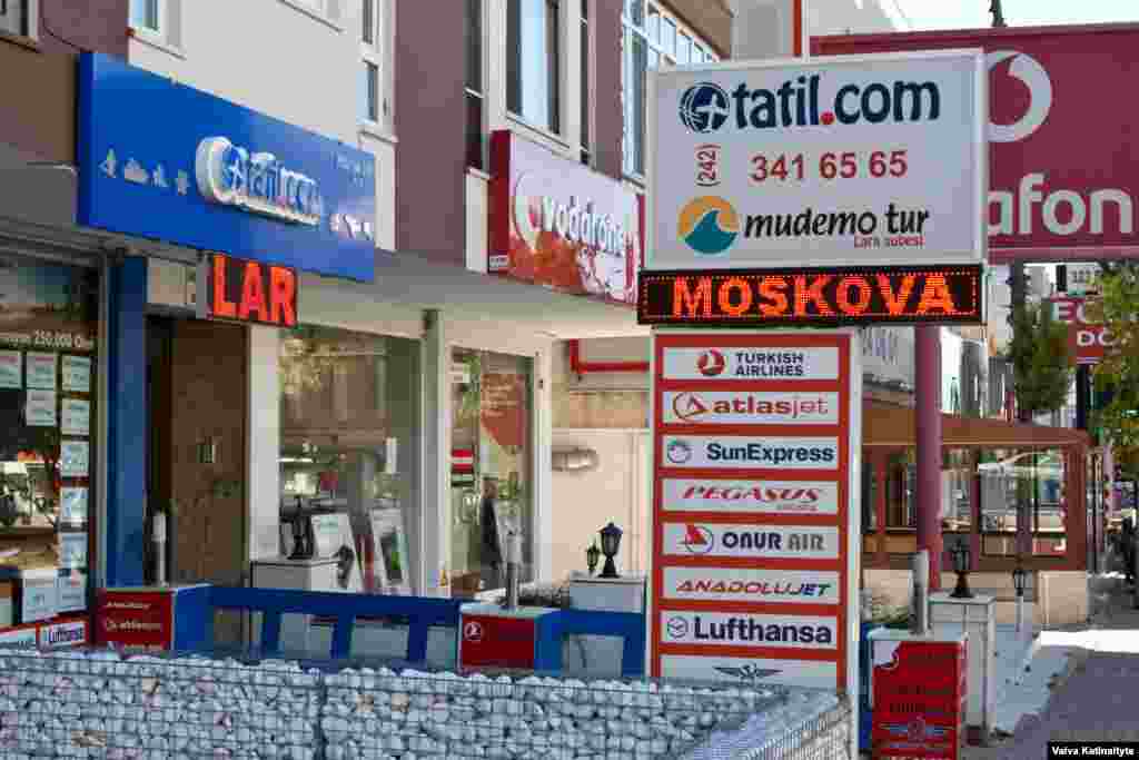 Employees say business at Antalya's Mudem Tour travel agency, which relies heavily on Russian customers, is at a standstill.