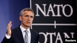 Генеральный секретарь НАТО Йенс Столтенберг выступает на пресс-конференции по окончании заседания Совета Россия – НАТО 