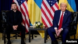Președintele american Donald Trump și președintele ucrainean Volodimir Zelenski la o întâlnire din septembrie la ONU. (Fotografie de arhivă)
